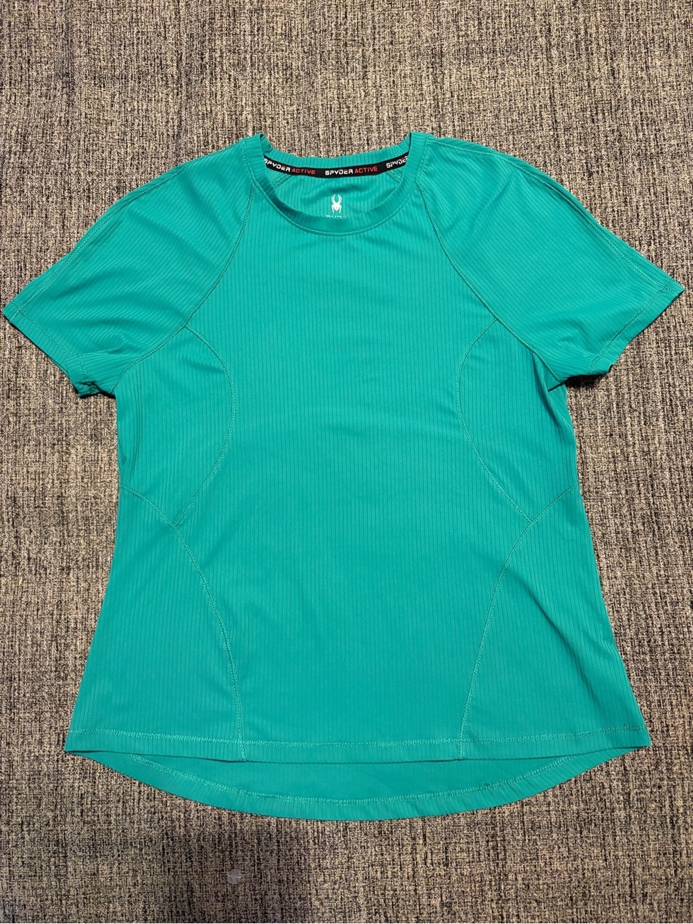 Green Ribbed Short-Sleeve Performance Top